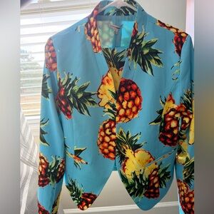 Fashion Nova Blue Pineapple Print Blazer